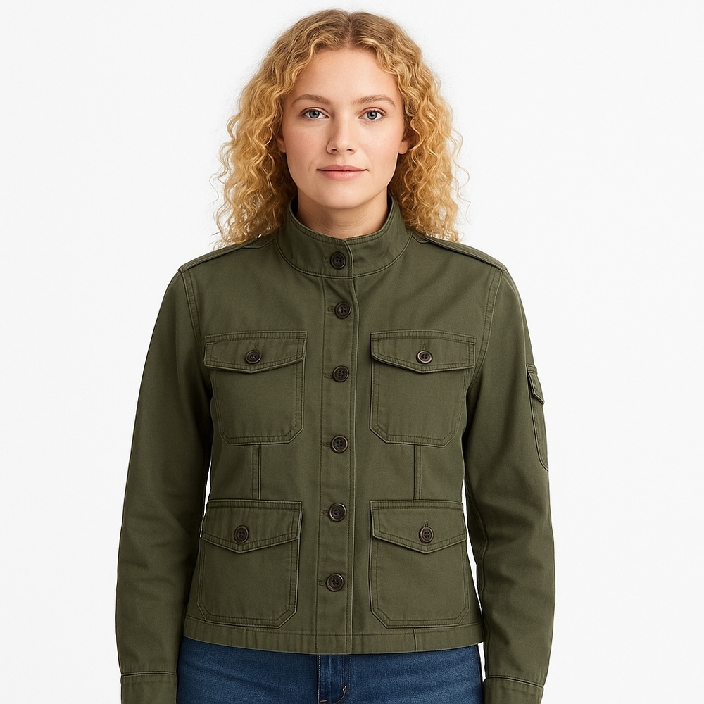 Full Tilt Olive Green Utility Jacket Cotton Size Small Medium